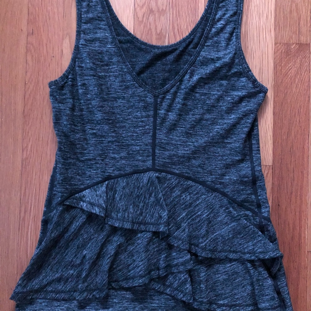 lululemon athletica grey tank tank  with Asymmetrical Ruffle